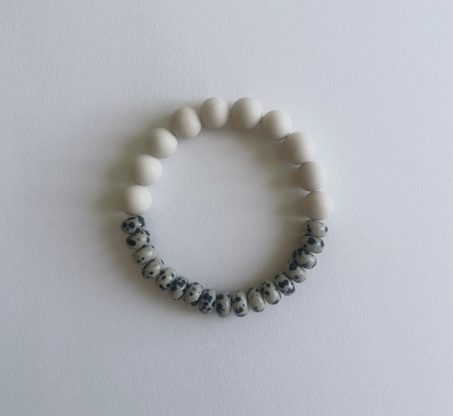 Dalmatian Jasper + Riverstone Stone Bracelet