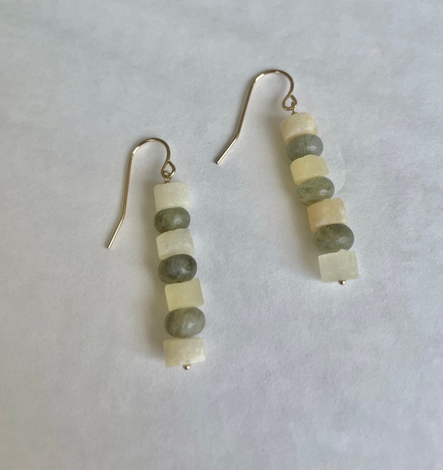 Calcite + Labradorite Drop Earring