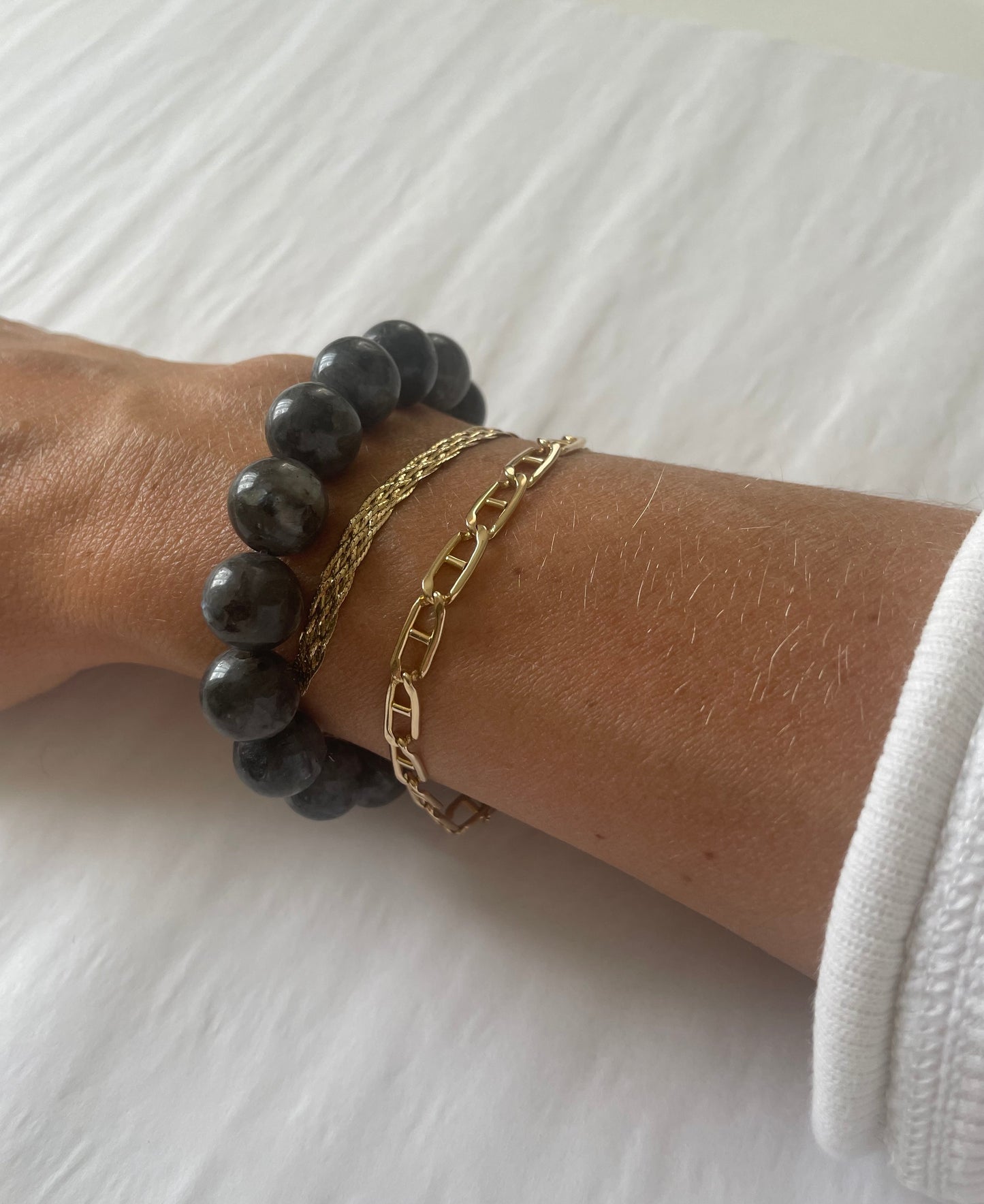 Larvikite Polished Stretch Bracelet