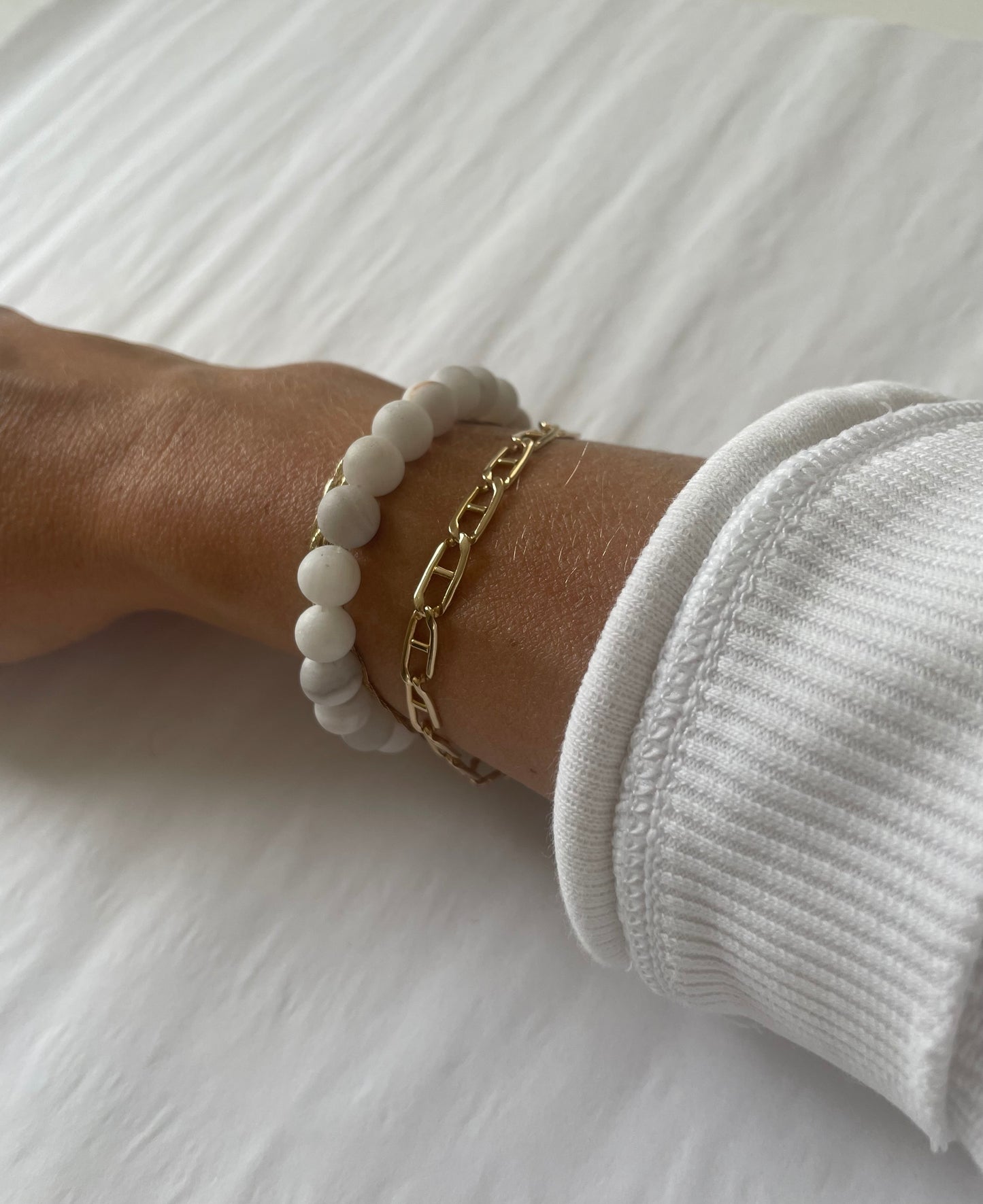 White Agate Stretch Bracelet