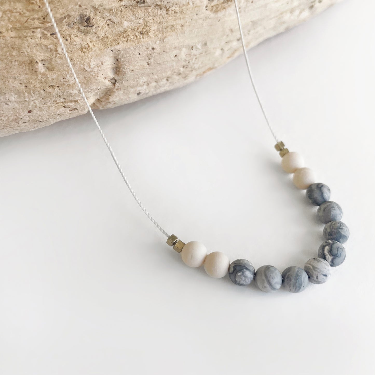 Picasso Jasper + Riverstone Cord Necklace