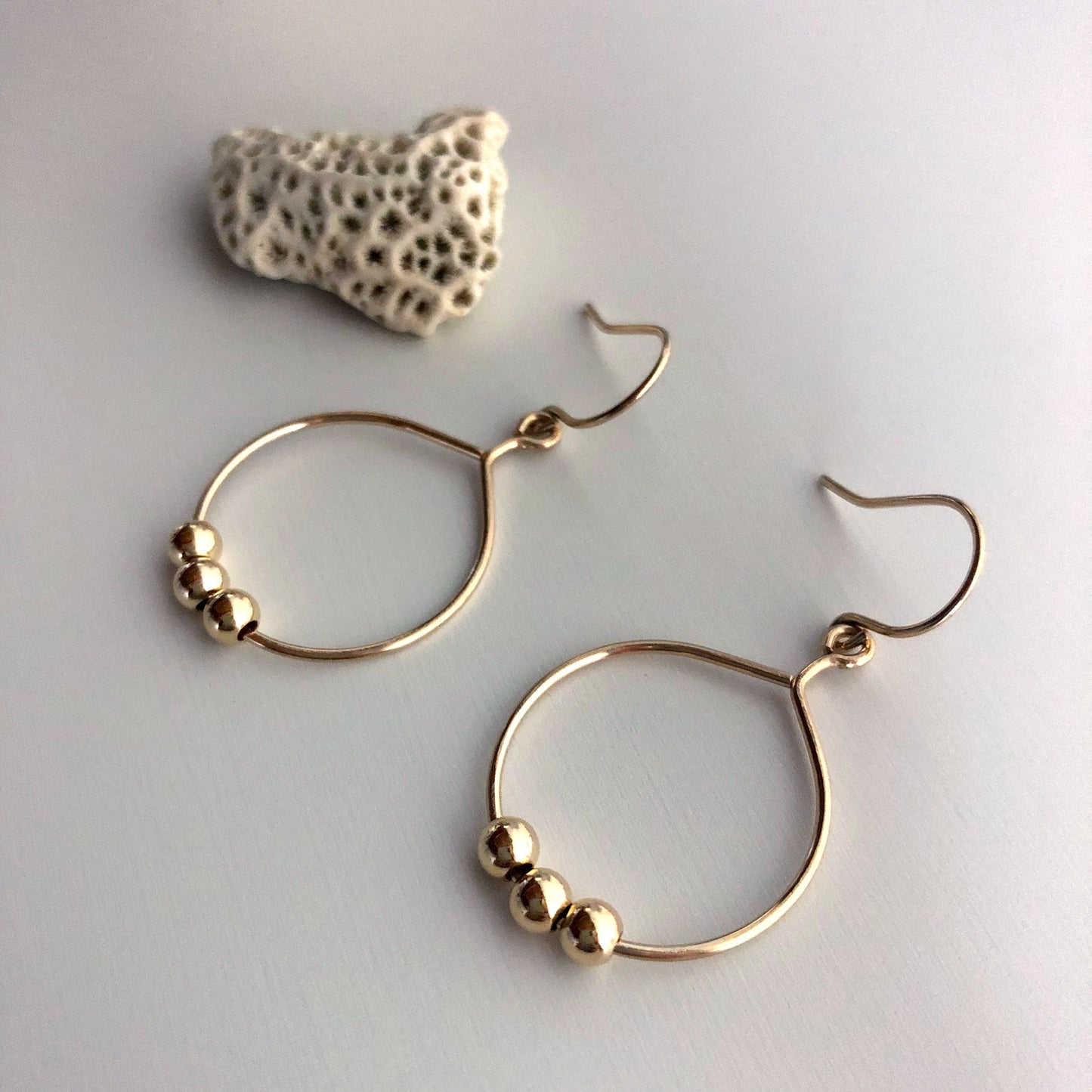 Three Gold Ball Earring