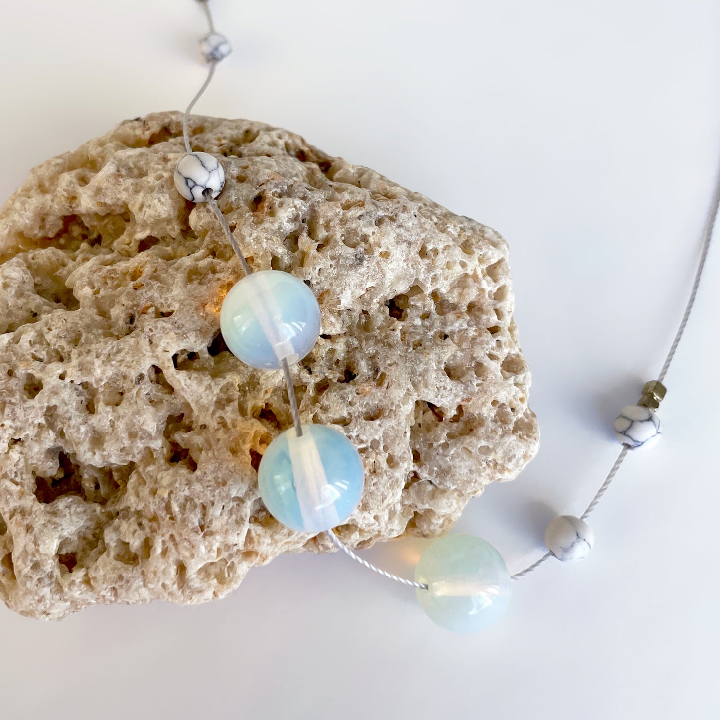 Howlite + Opalite Cord Necklace