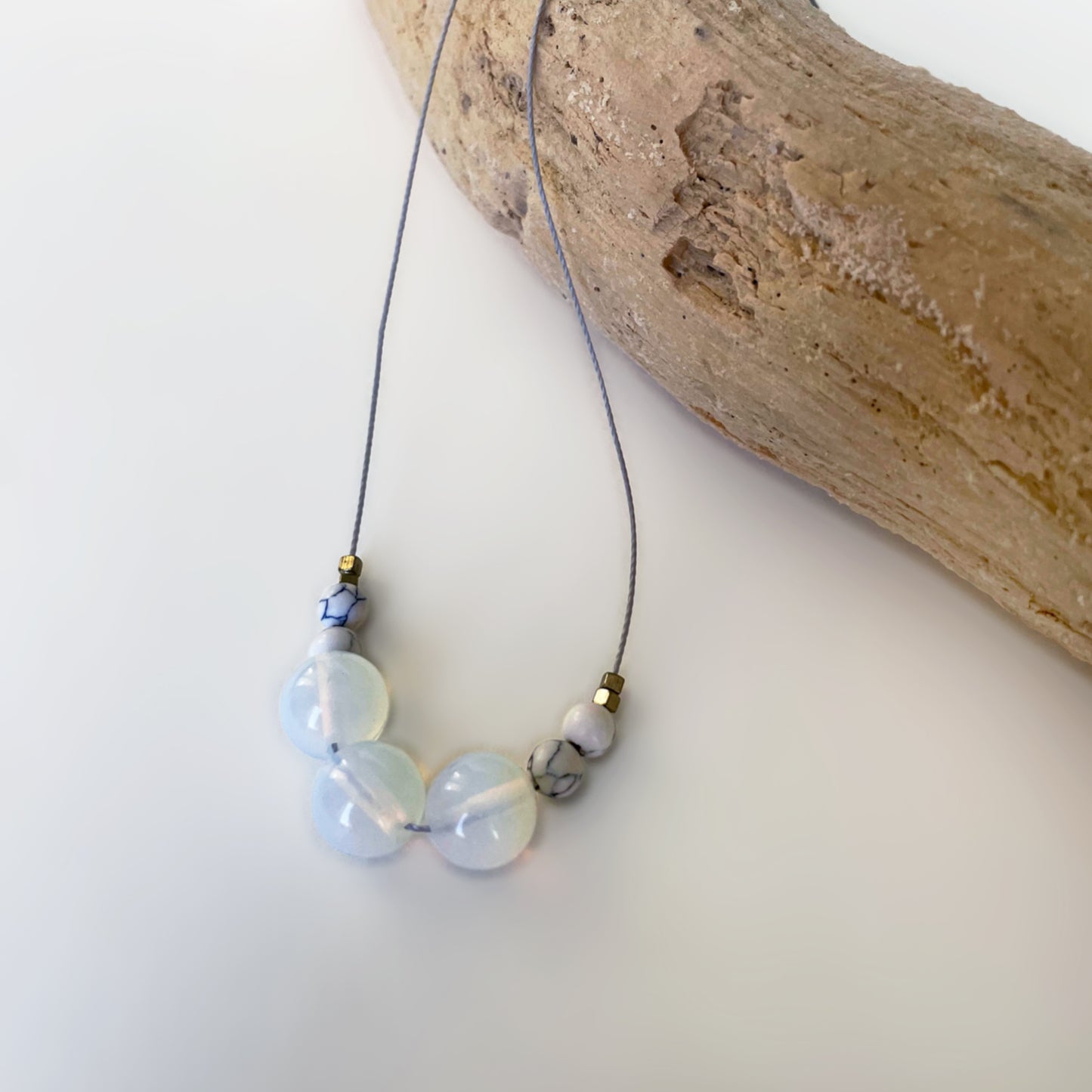 Howlite + Opalite Cord Necklace