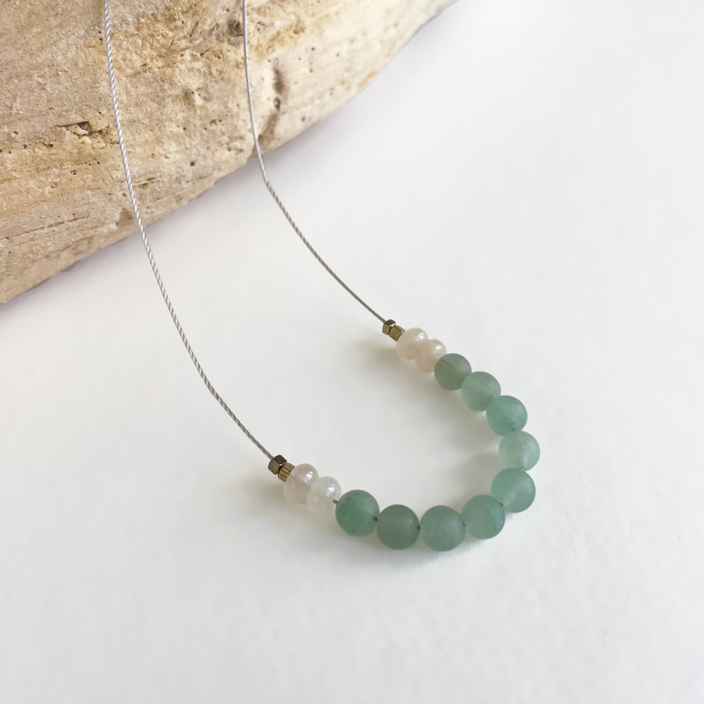 Green + Pink Aventurine Cord Necklace