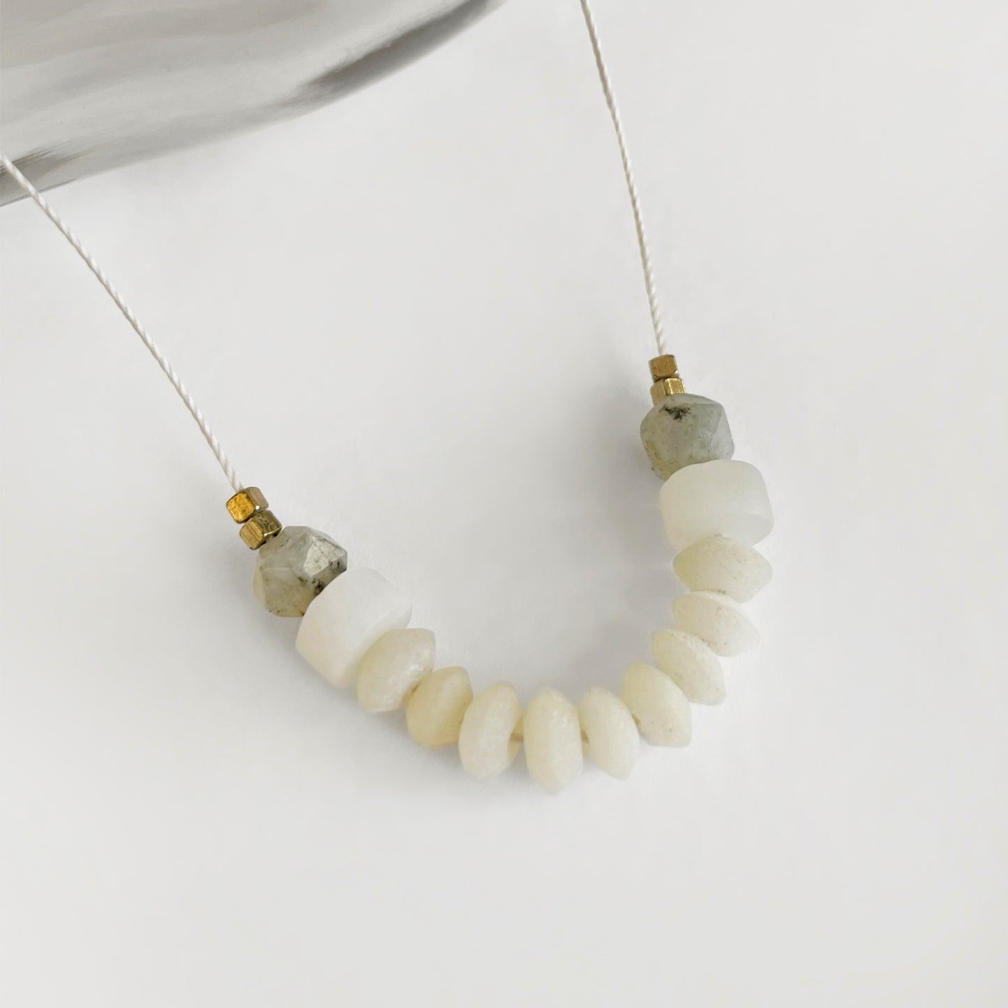 Jade + Moonstone + Labradorite Cord Necklace