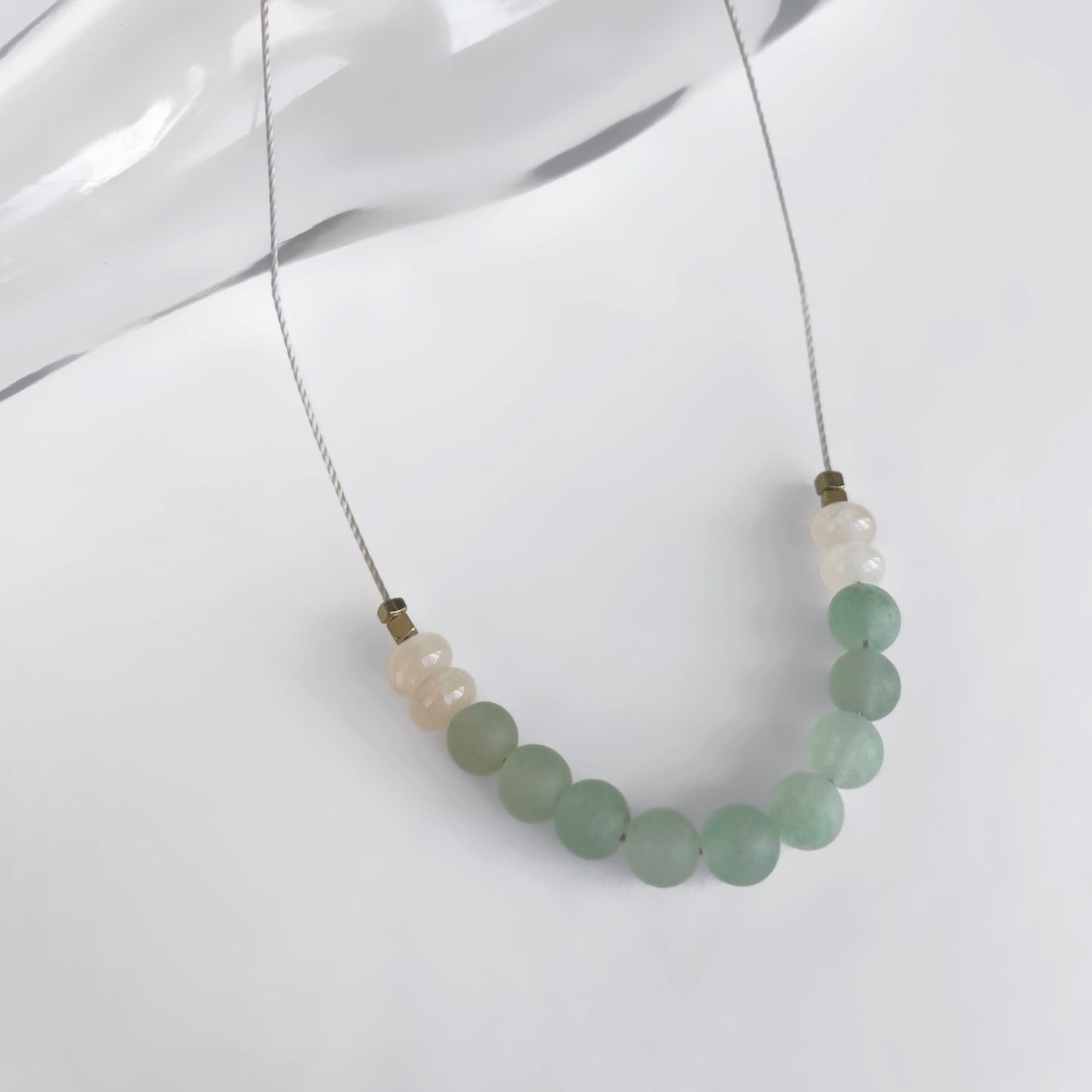 Green + Pink Aventurine Cord Necklace