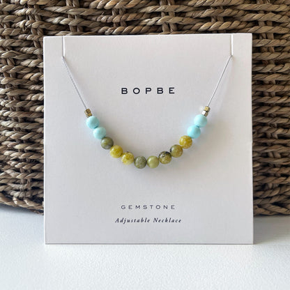 Yellow Turquoise + Turquoise Howlite Cord Necklace