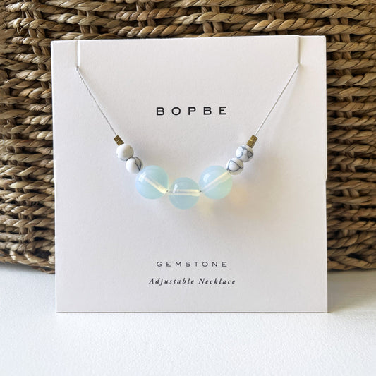 Howlite + Opalite Cord Necklace