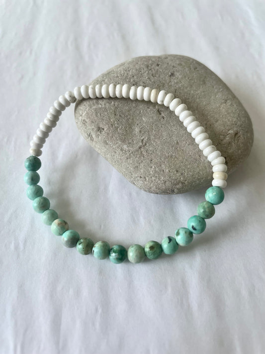 Peruvian Turquoise + Magnesite Stretch Bracelet