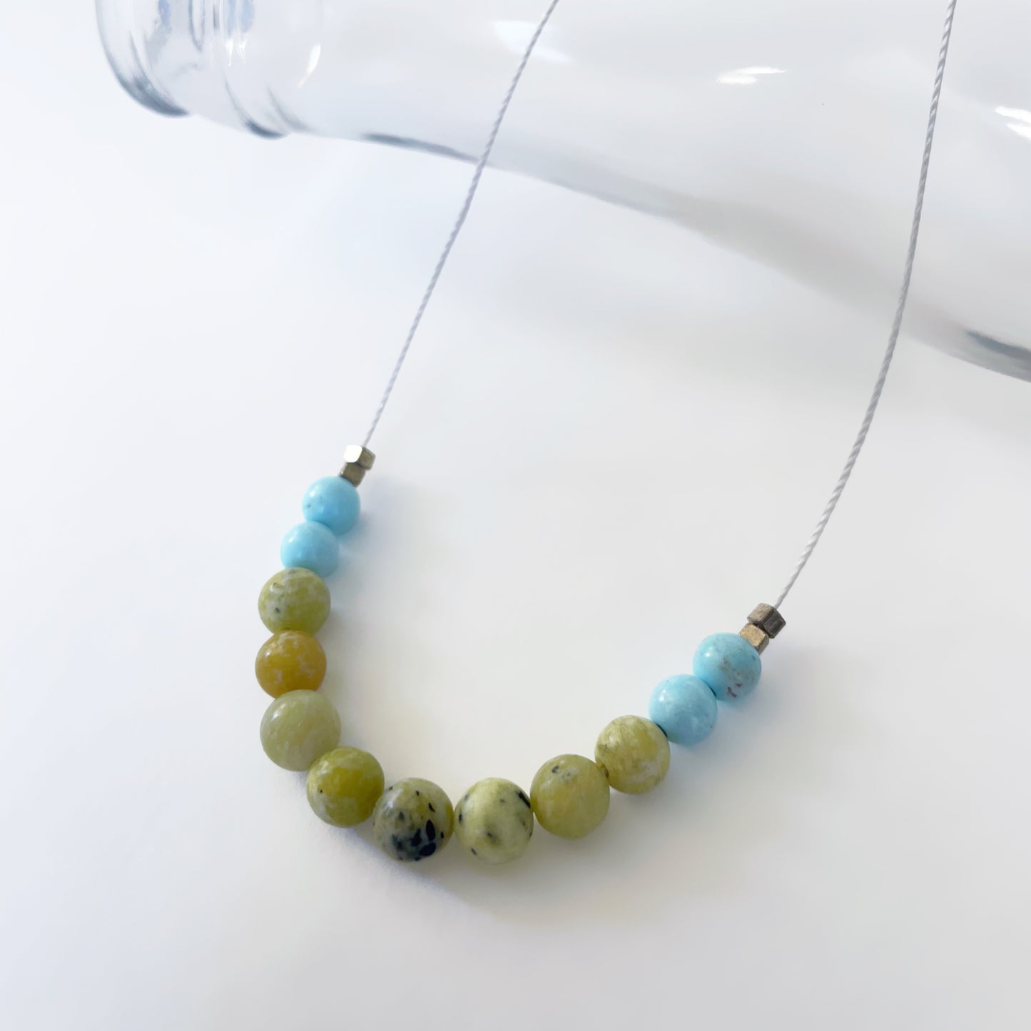 Yellow Turquoise + Turquoise Howlite Cord Necklace