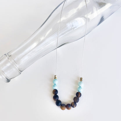 Tiger’s Eye + Turquoise Howlite Cord Necklace